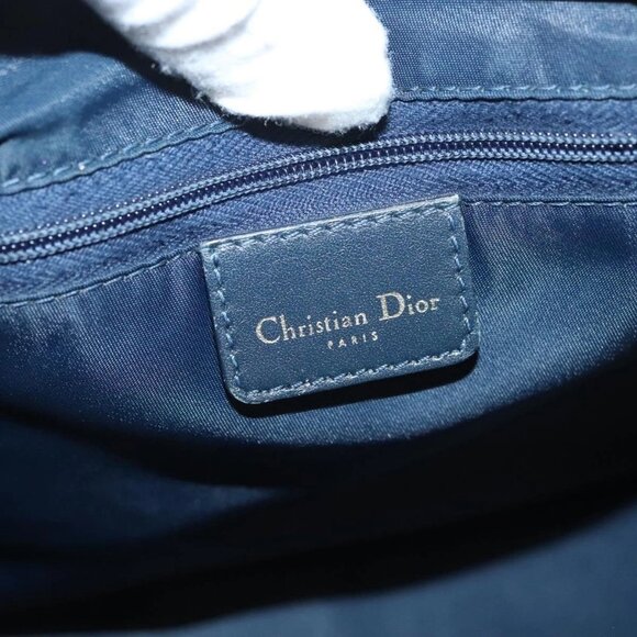 Christian Dior Trotter Canvas Boston Bag Navy Gold Auth 126426 - Picture 12 of 16